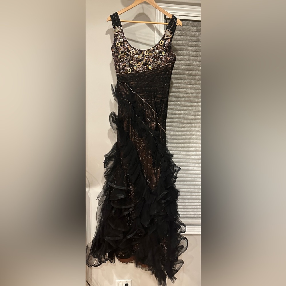 Joanini black and bronze dress. Hand-sown unique sequin pieces , size 6